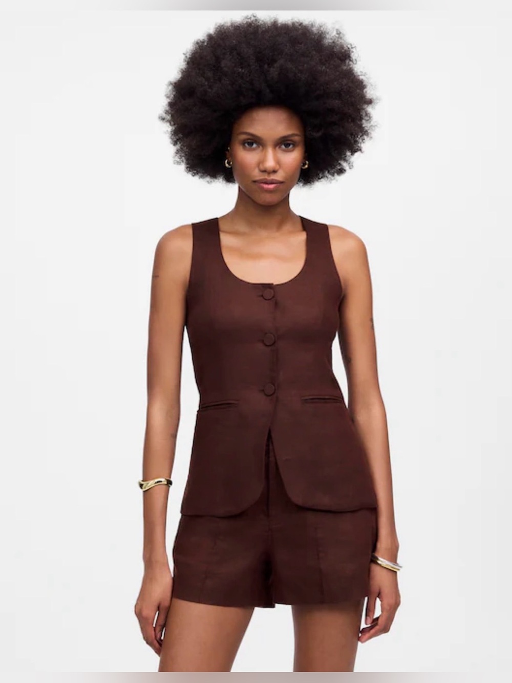 Madewell Scoopneck Cutaway Linen Vest, Size 6